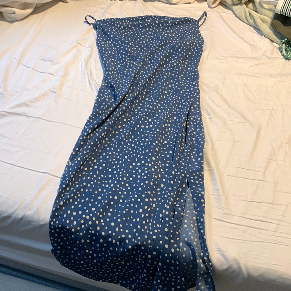POLKA DOT MIDI DRESS WITH SLIT
